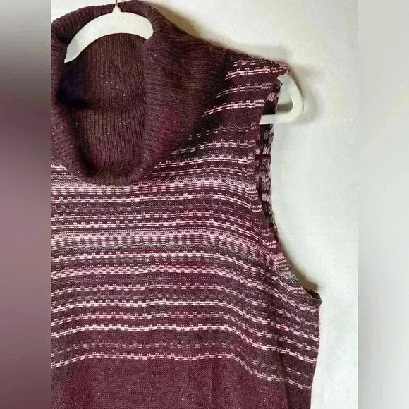 The Limited Striped Maroon Cowl Neck Sweater Vest Wool Blend Women’s Size XL - Picture 8 of 13